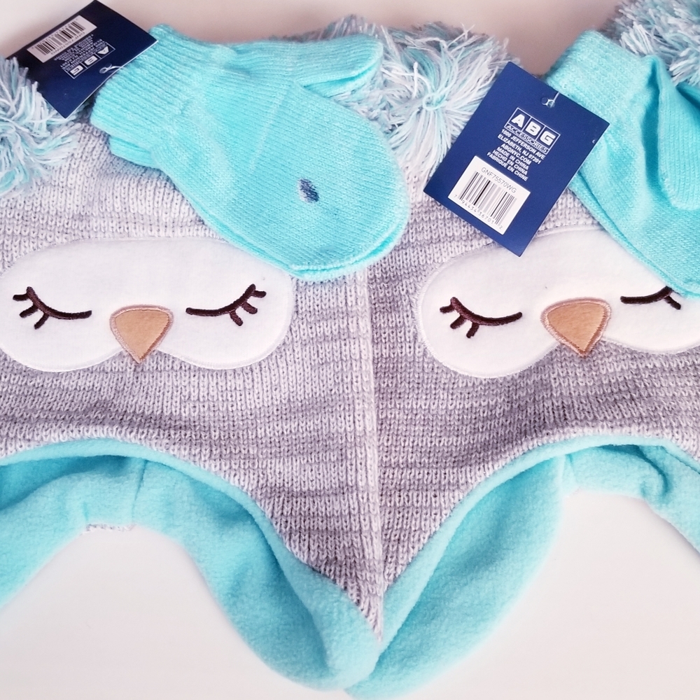 Gir'ls Hat & Mittens Set New
